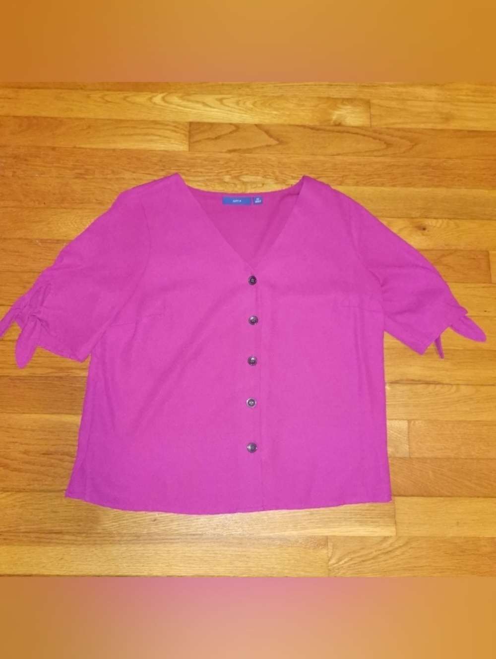 Apt. 9‎ Button-Front V-Neck Top - Fuchsia Pink XS
